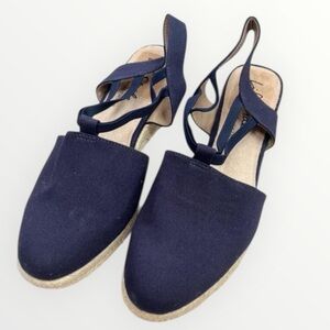 LifeStride Katrina 2 Shoes Size US 8.5 Navy Blue Espadrilles Wedge Canvas